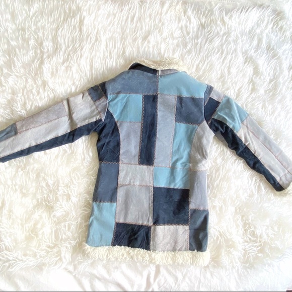 Dreamy Blue 90s/Y2K Suede Patchwork Coat - Picture 3 of 5
